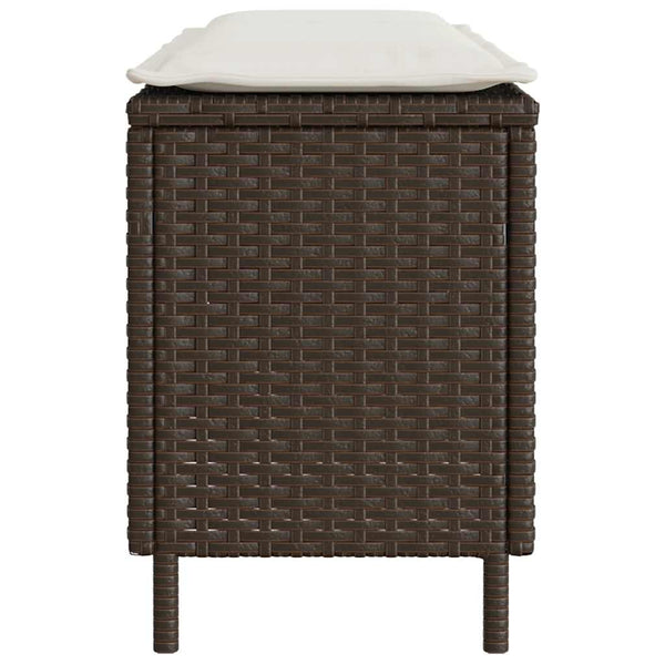 Gartenbank Braun mit Kissen 110 cm Poly Rattan