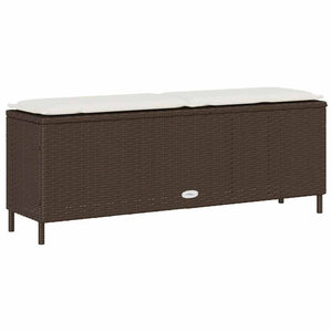 Gartenbank Braun mit Kissen 110 cm Poly Rattan