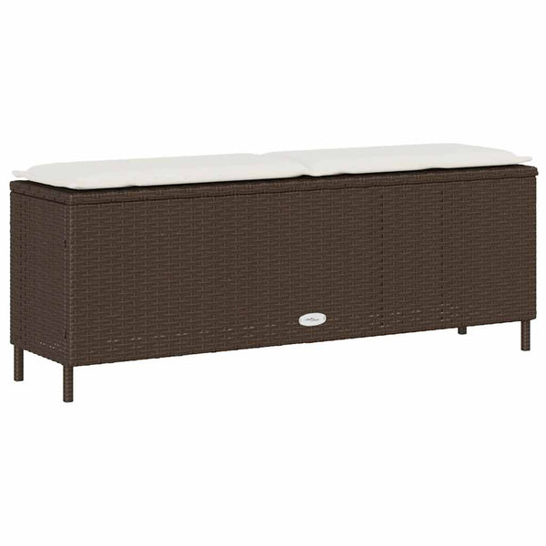 Gartenbank Braun mit Kissen 110 cm Poly Rattan