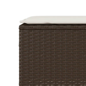 Gartenbank Braun mit Kissen 110 cm Poly Rattan