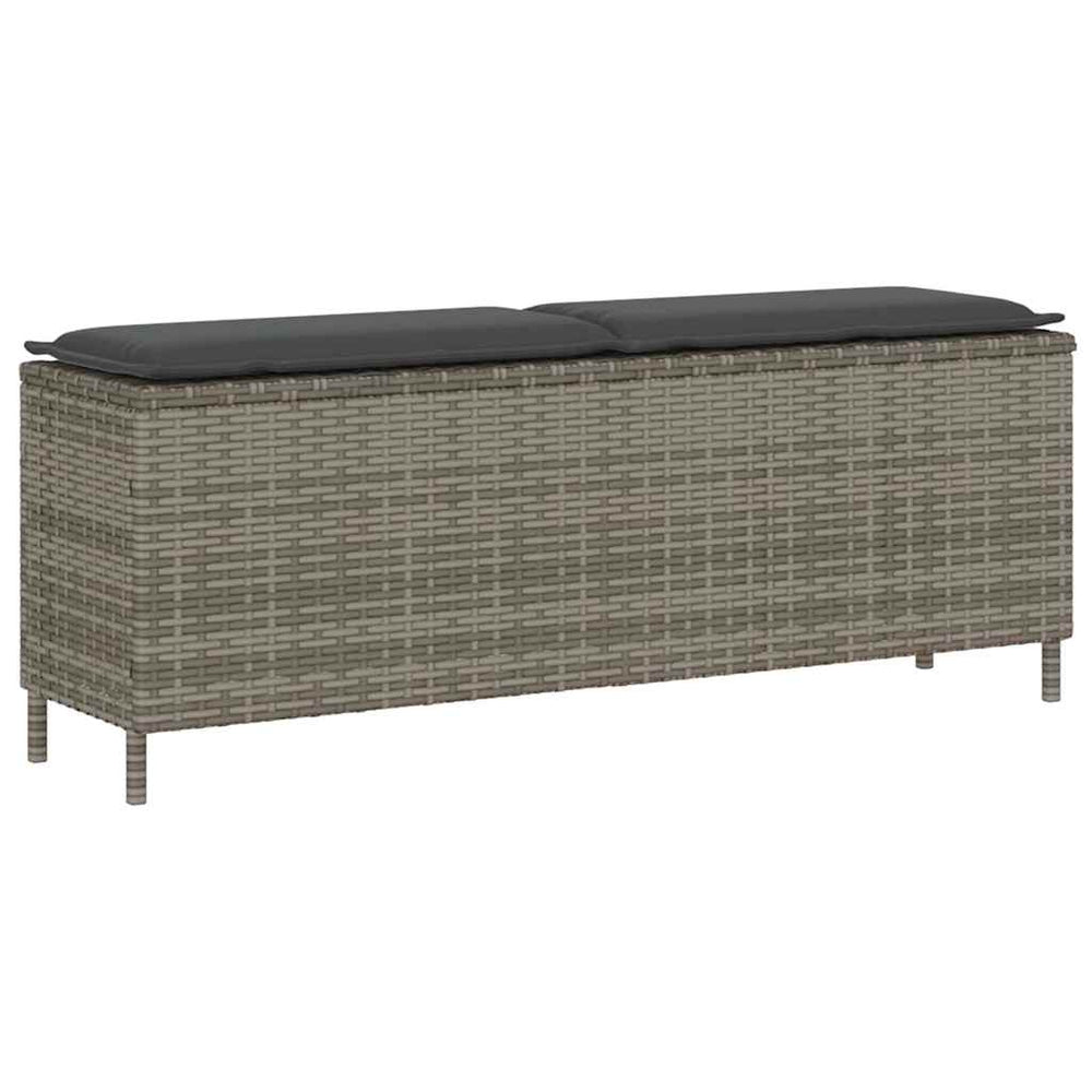 Gartenbank Grau mit Kissen 110 cm Poly Rattan