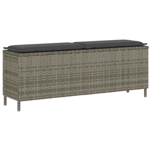 Gartenbank Grau mit Kissen 110 cm Poly Rattan