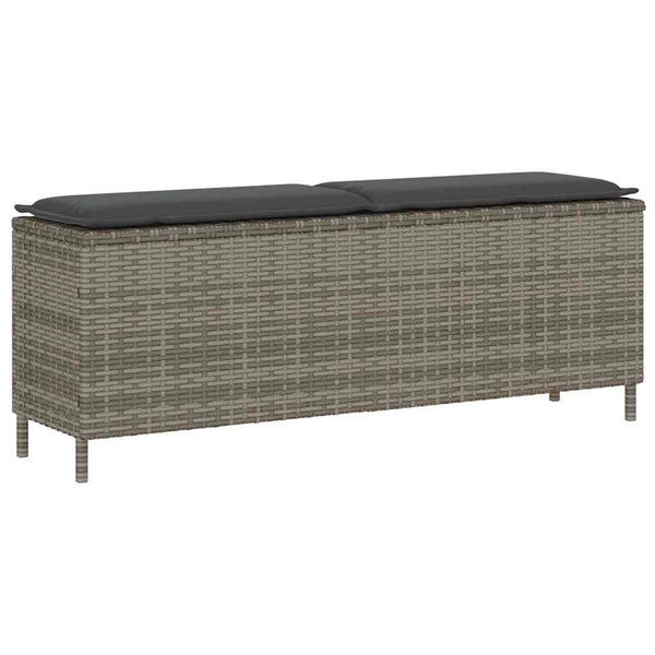 Gartenbank Grau mit Kissen 110 cm Poly Rattan