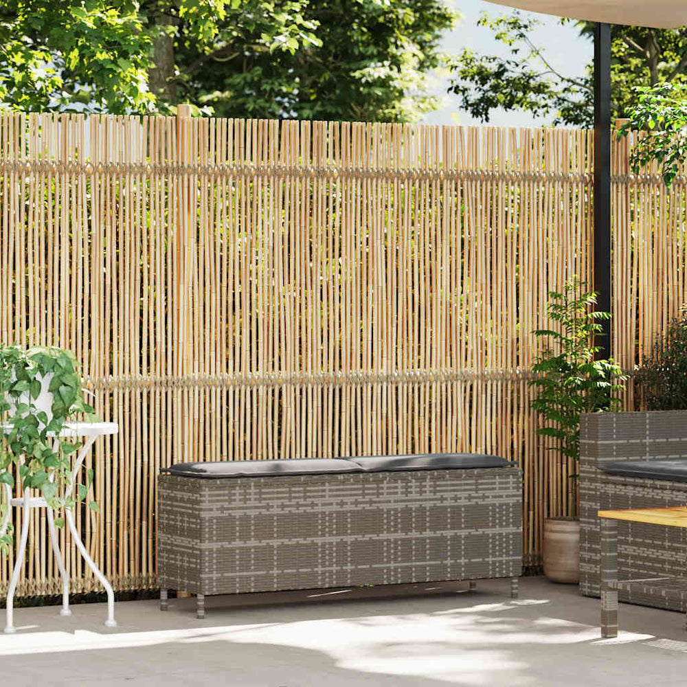 Gartenbank Grau mit Kissen 110 cm Poly Rattan