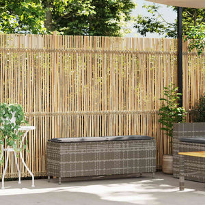 Gartenbank Grau mit Kissen 110 cm Poly Rattan