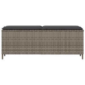 Gartenbank Grau mit Kissen 110 cm Poly Rattan