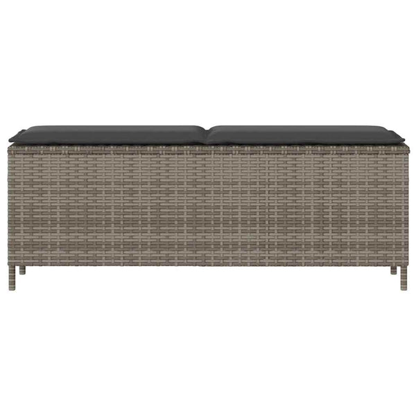 Gartenbank Grau mit Kissen 110 cm Poly Rattan