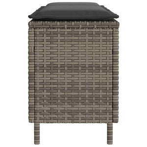 Gartenbank Grau mit Kissen 110 cm Poly Rattan