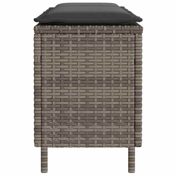 Gartenbank Grau mit Kissen 110 cm Poly Rattan
