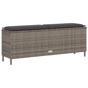 Gartenbank Grau mit Kissen 110 cm Poly Rattan