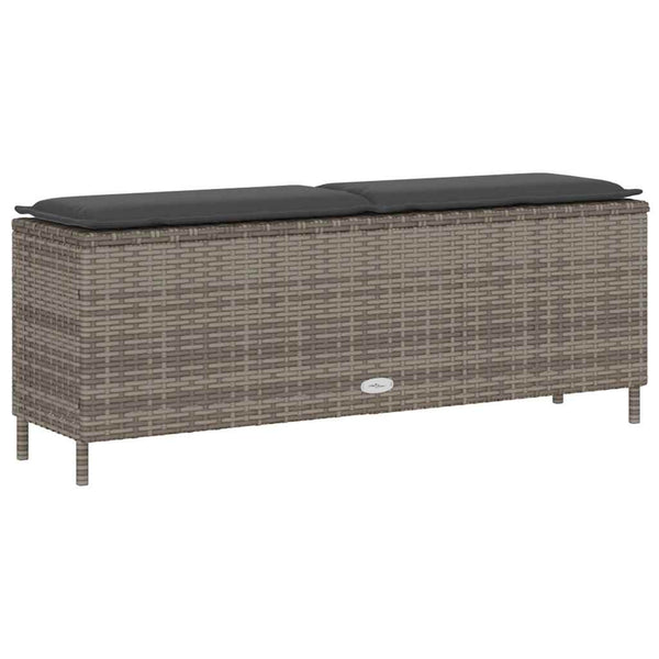 Gartenbank Grau mit Kissen 110 cm Poly Rattan