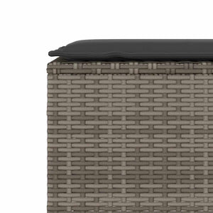 Gartenbank Grau mit Kissen 110 cm Poly Rattan