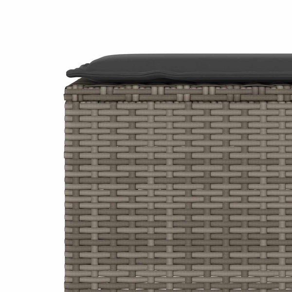 Gartenbank Grau mit Kissen 110 cm Poly Rattan