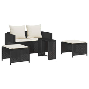 5-tlg. Garten Sofagarnitur Schwarz Poly Rattan