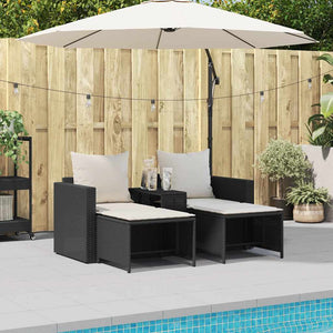 5-tlg. Garten Sofagarnitur Schwarz Poly Rattan