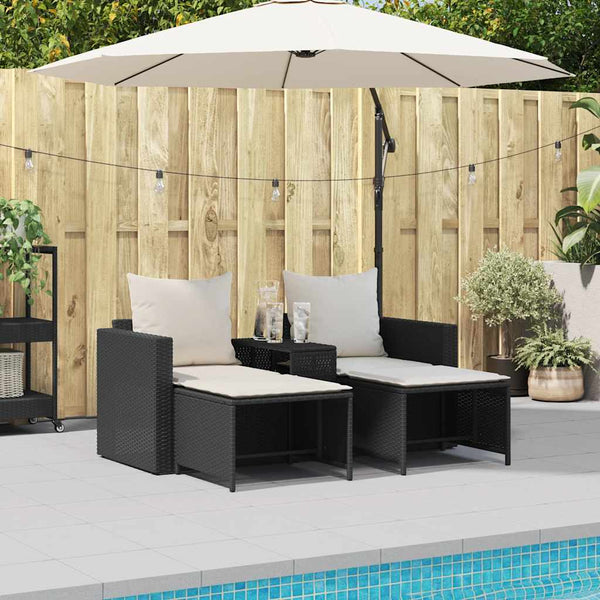 5-tlg. Garten Sofagarnitur Schwarz Poly Rattan