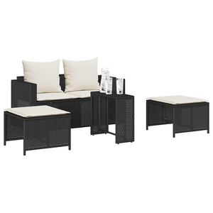 5-tlg. Garten Sofagarnitur Schwarz Poly Rattan
