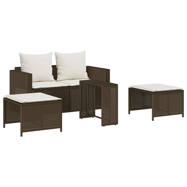 5-tlg. Garten Sofagarnitur Braun Poly Rattan