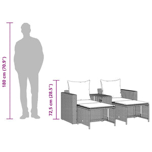 5-tlg. Garten Sofagarnitur Braun Poly Rattan