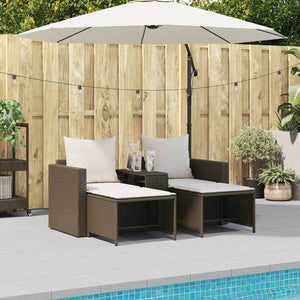 5-tlg. Garten Sofagarnitur Braun Poly Rattan
