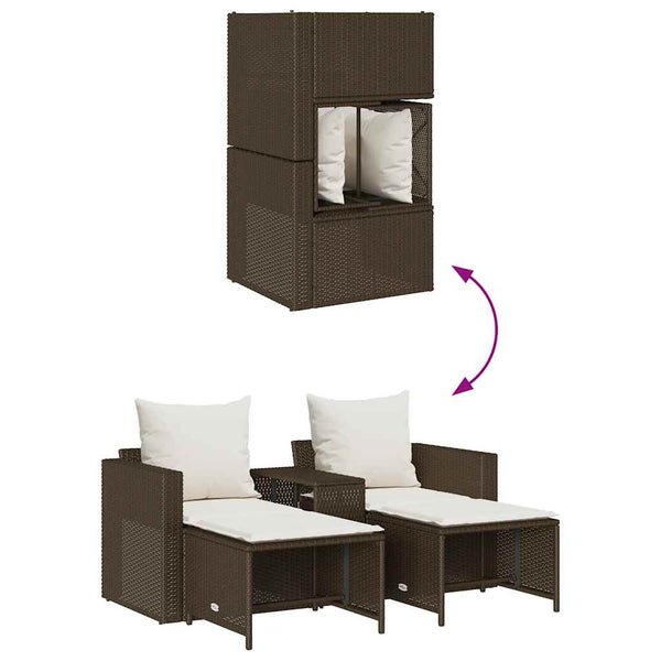5-tlg. Garten Sofagarnitur Braun Poly Rattan