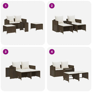 5-tlg. Garten Sofagarnitur Braun Poly Rattan