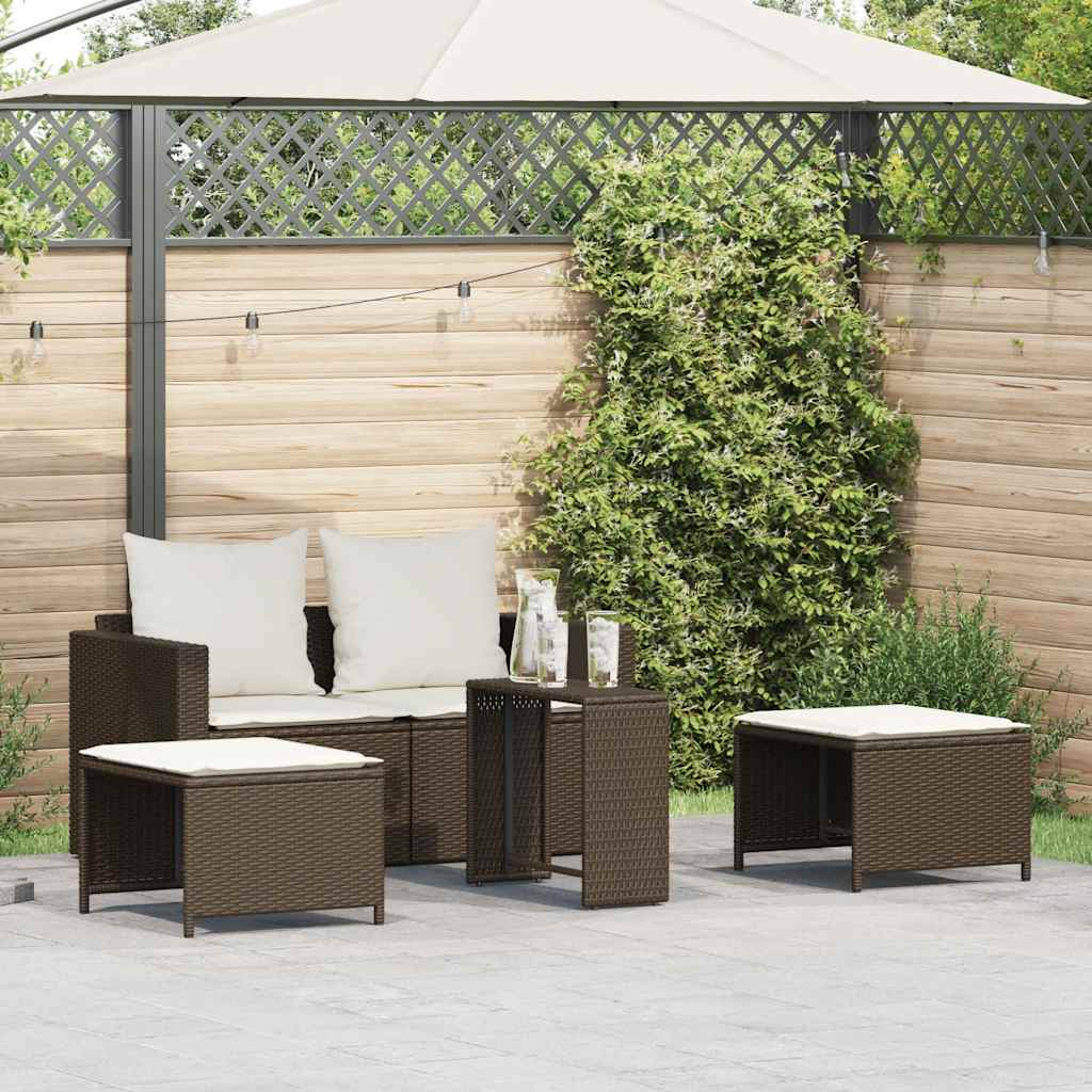 5-tlg. Garten Sofagarnitur Braun Poly Rattan