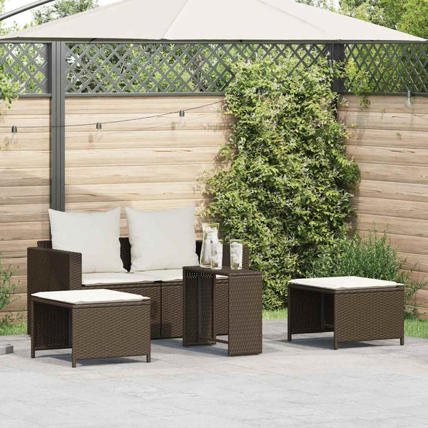 5-tlg. Garten Sofagarnitur Braun Poly Rattan