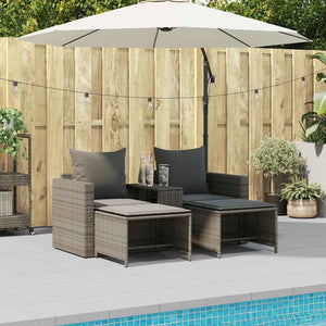 5-tlg. Garten Sofagarnitur Grau Poly Rattan