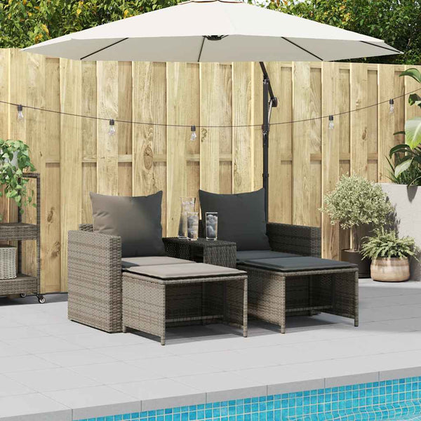 5-tlg. Garten Sofagarnitur Grau Poly Rattan