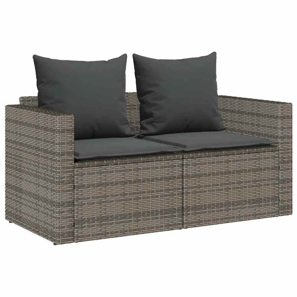 5-tlg. Garten Sofagarnitur Grau Poly Rattan