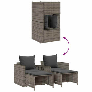 5-tlg. Garten Sofagarnitur Grau Poly Rattan