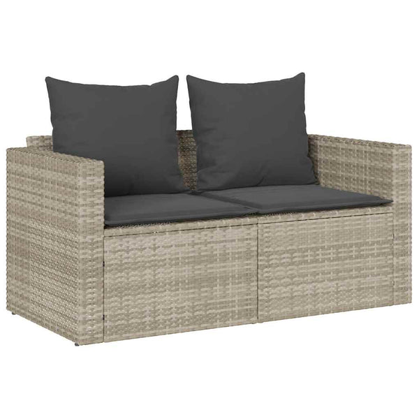 5-tlg. Garten-Sofagarnitur Hellgrau Poly Rattan