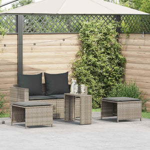 5-tlg. Garten-Sofagarnitur Hellgrau Poly Rattan