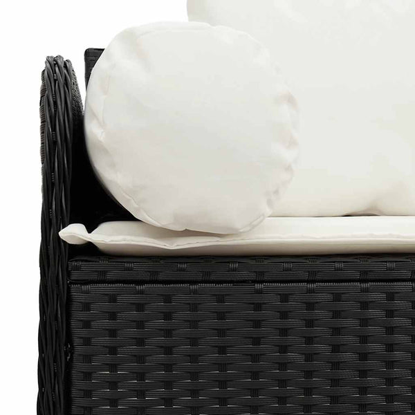 vidaXL Canapé de jardin 3 places avec coussins Noir Résine tressée