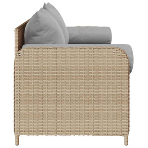 vidaXL Canapé de jardin 3 places avec coussins en polyrotin beige