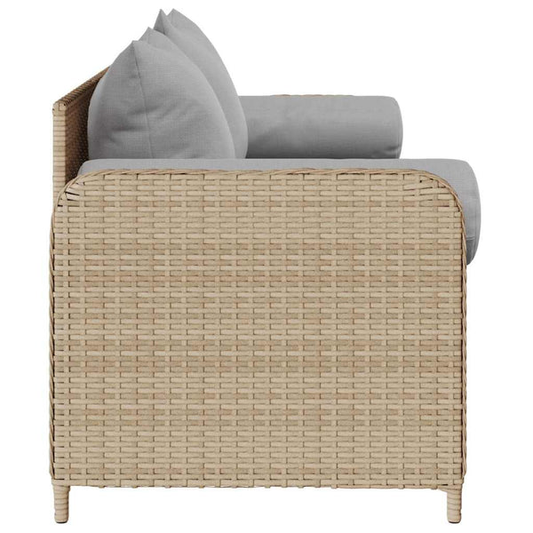 vidaXL Canapé de jardin 3 places avec coussins en polyrotin beige
