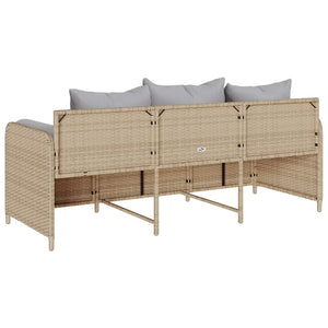 vidaXL Canapé de jardin 3 places avec coussins en polyrotin beige