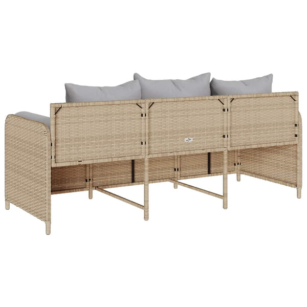 vidaXL Canapé de jardin 3 places avec coussins en polyrotin beige