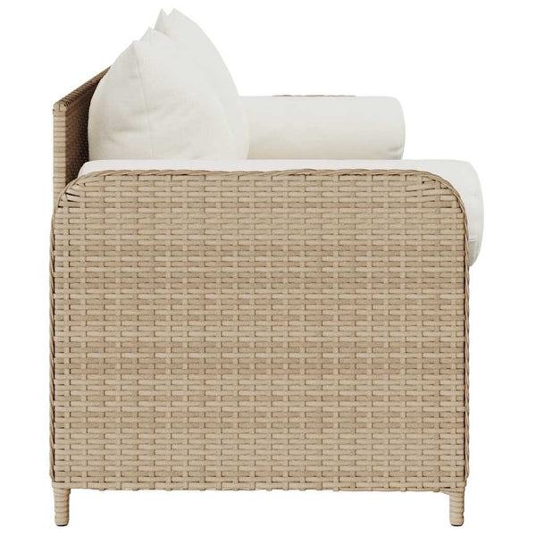 vidaXL Canapé de jardin 3 places avec coussins en polyrotin beige