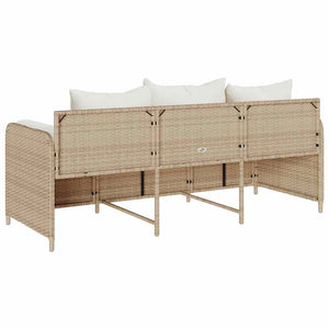 vidaXL Canapé de jardin 3 places avec coussins en polyrotin beige
