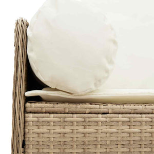 vidaXL Canapé de jardin 3 places avec coussins en polyrotin beige
