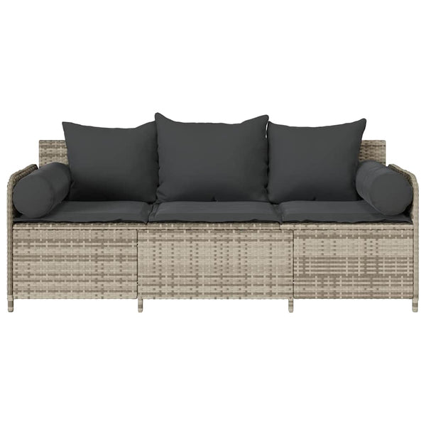 Gartensofa 3-Sitzer Hellgrau mit Kissen