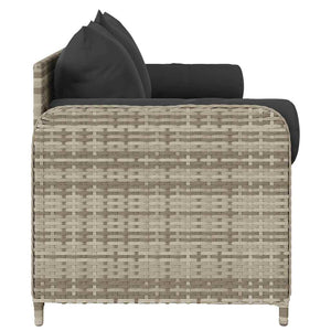 Gartensofa 3-Sitzer Hellgrau mit Kissen