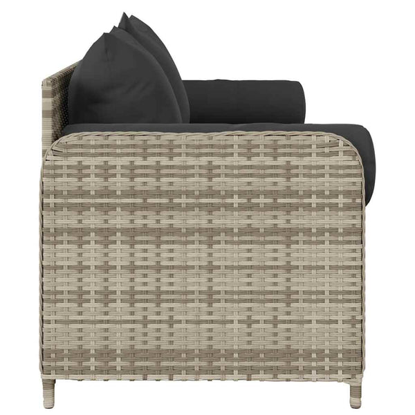 Gartensofa 3-Sitzer Hellgrau mit Kissen