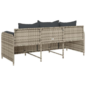 Gartensofa 3-Sitzer Hellgrau mit Kissen