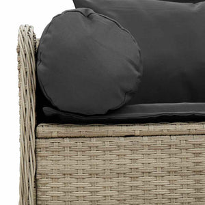 Gartensofa 3-Sitzer Hellgrau mit Kissen