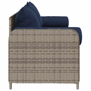 Gartensofa 3-Sitzer Grau mit Kissen