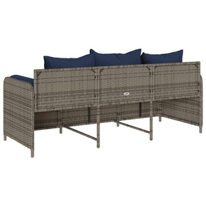 Gartensofa 3-Sitzer Grau mit Kissen