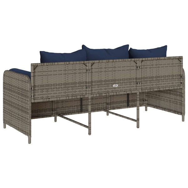 Gartensofa 3-Sitzer Grau mit Kissen